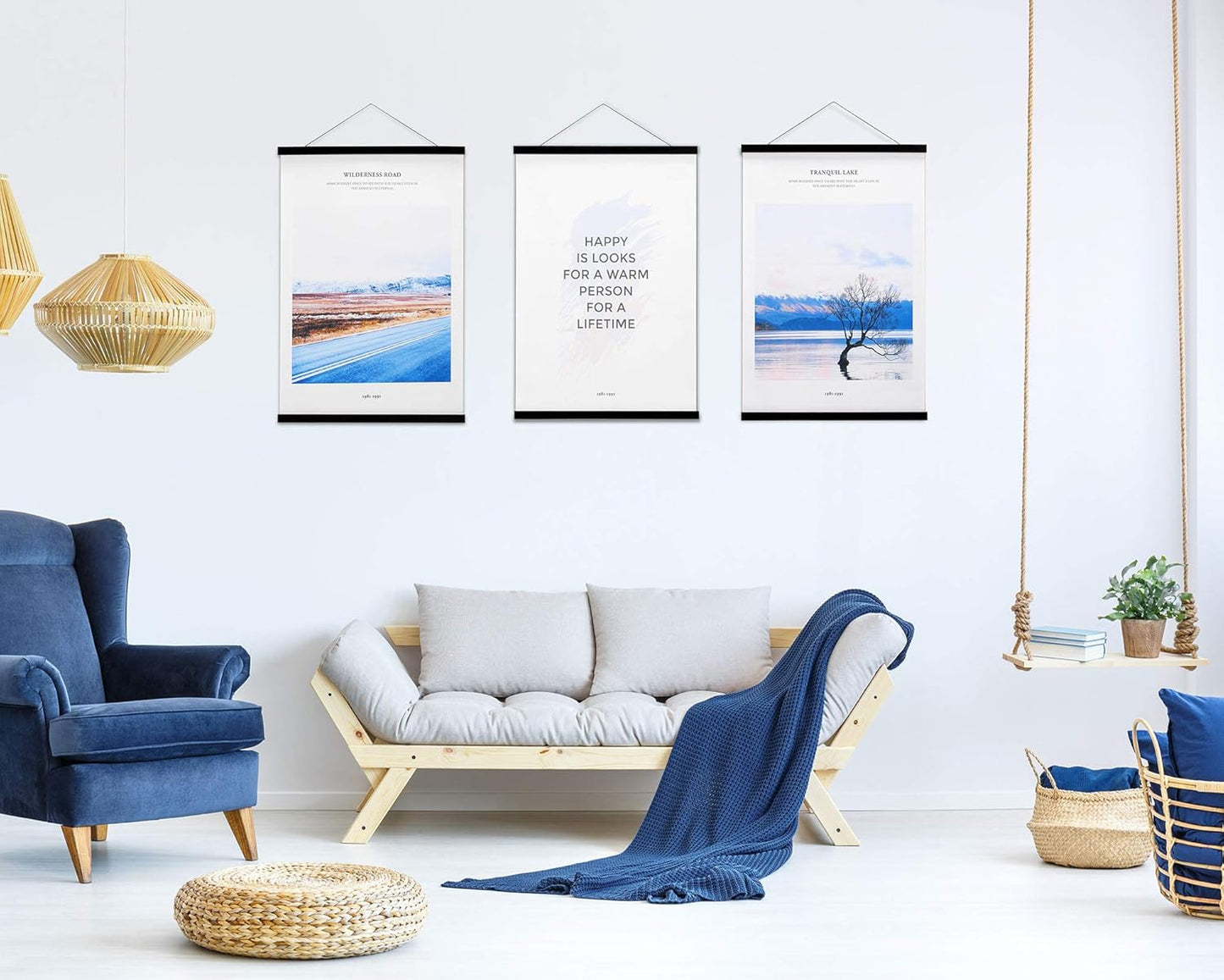 FALAMON Magnetic Poster Frame Hanger, Magnet Poster Frame for Posters, Prints, Photos, Pictures, Maps, Scrolls, and Canvas Artwork(Black,60")