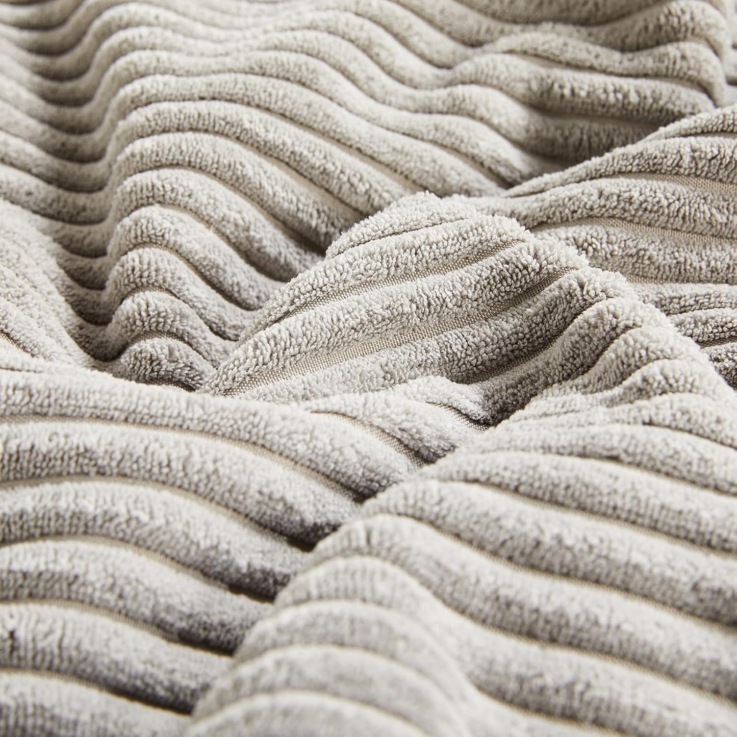 Fancy Homi 2 Packs Neutral Grey Decorative Throw Pillow Covers 20x20 Inch for Living Room Couch Bed Sofa, Farmhouse Boho Home Decor, Soft Corss Corduroy Patchwork Accent Square Cushion Case 50x50 cm