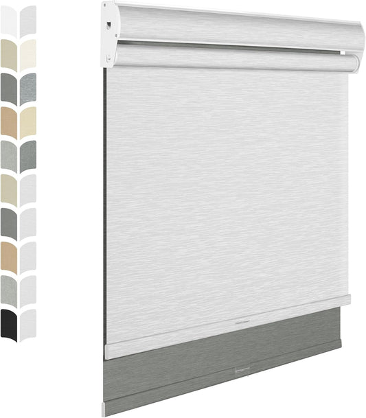 BERISSA Cordless Dual Roller Shades with Cassette Valance,Double Window Shades Blackout and Light Filtering Shades,Day and Night Roller Shades for Home Office Door.Grey and White.60 W x 48" H