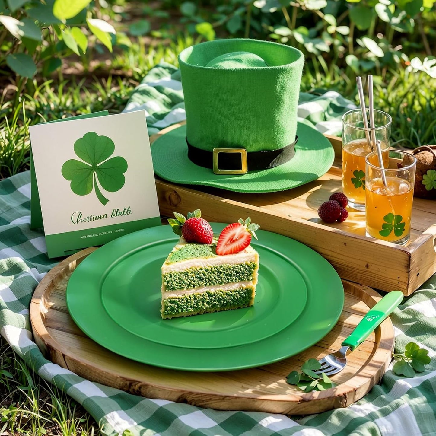 FLOWERCAT 60PCS Green Plates & St. Patrick's Day Plates - Heavy Duty Dark Green plates Disposable for St. Patrick's Party&Super Bowl- Include 30PCS 10.25" Dinner Plates & 30PCS 7.5" Dessert Plates