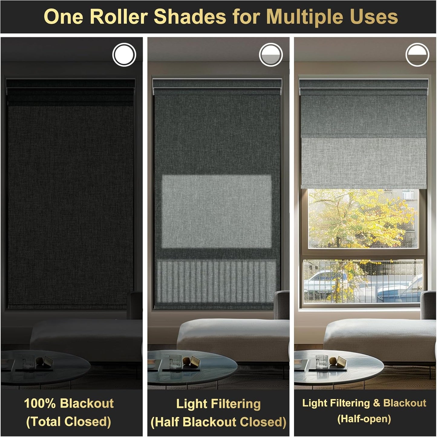 BERISSA Cordless Dual Roller Shades with Cassette Valance, Double Window Shades, Blackout and Light Filtering, Day and Night for Home Office Door. Linen Grey. 28 W x 56" H