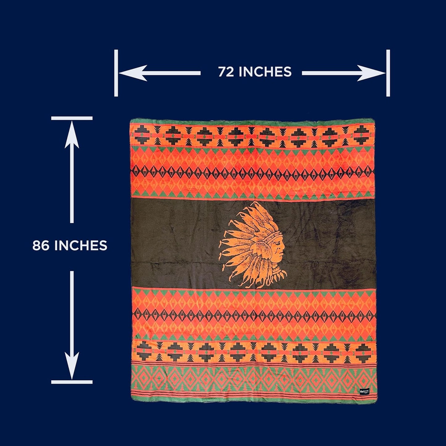 Beacon Blankets Southwestern Chief Henry Native American Design Throw - 72" x 86" Blanket Only - Premium Plush Blanket Can be Used for Twin or Full Size Bed