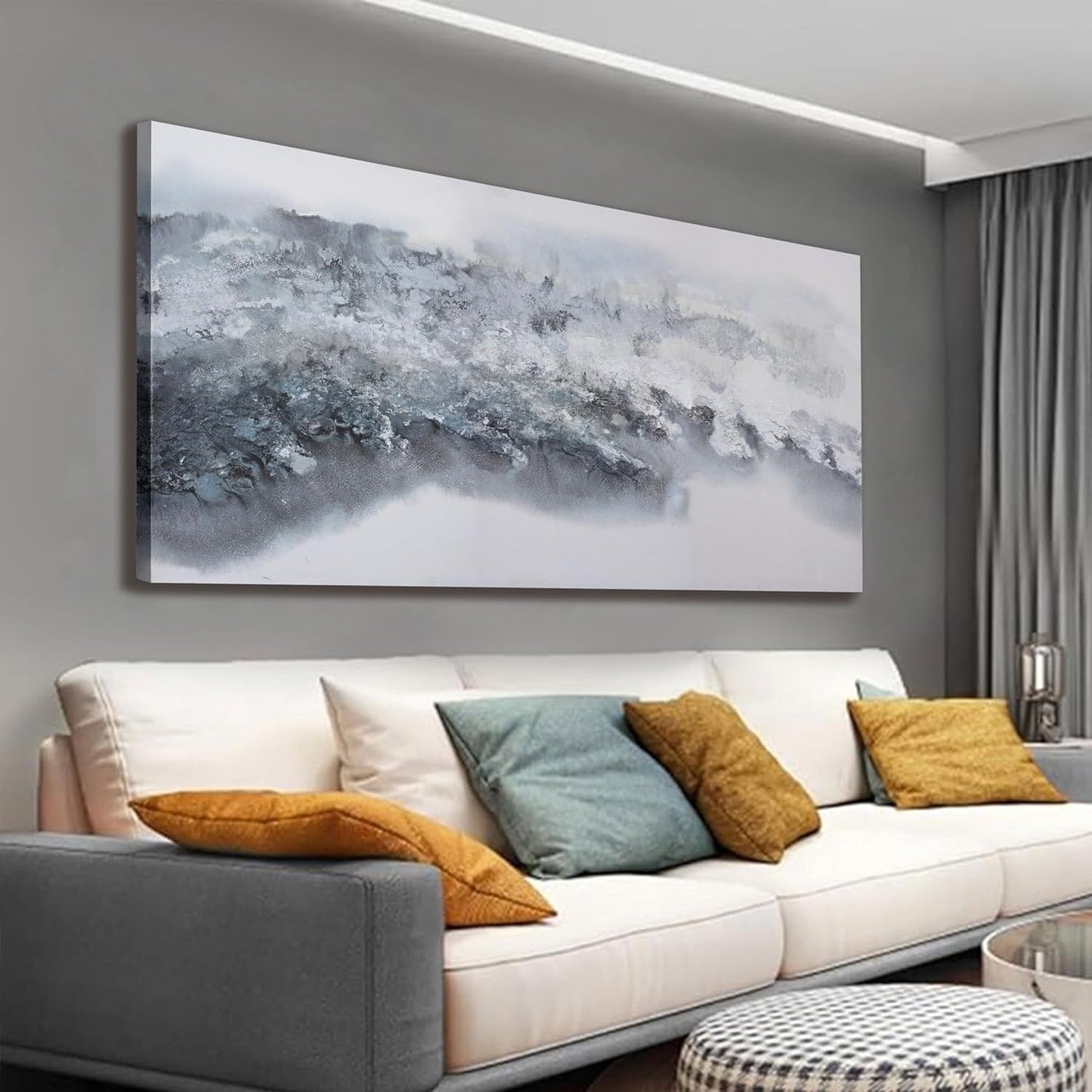 Large Canvas Wall Art Grey And White Abstract Wall Art for Living Room Artwork Decor for Dinning Room Bedroom Hotel Office Kitchen 30x60 In