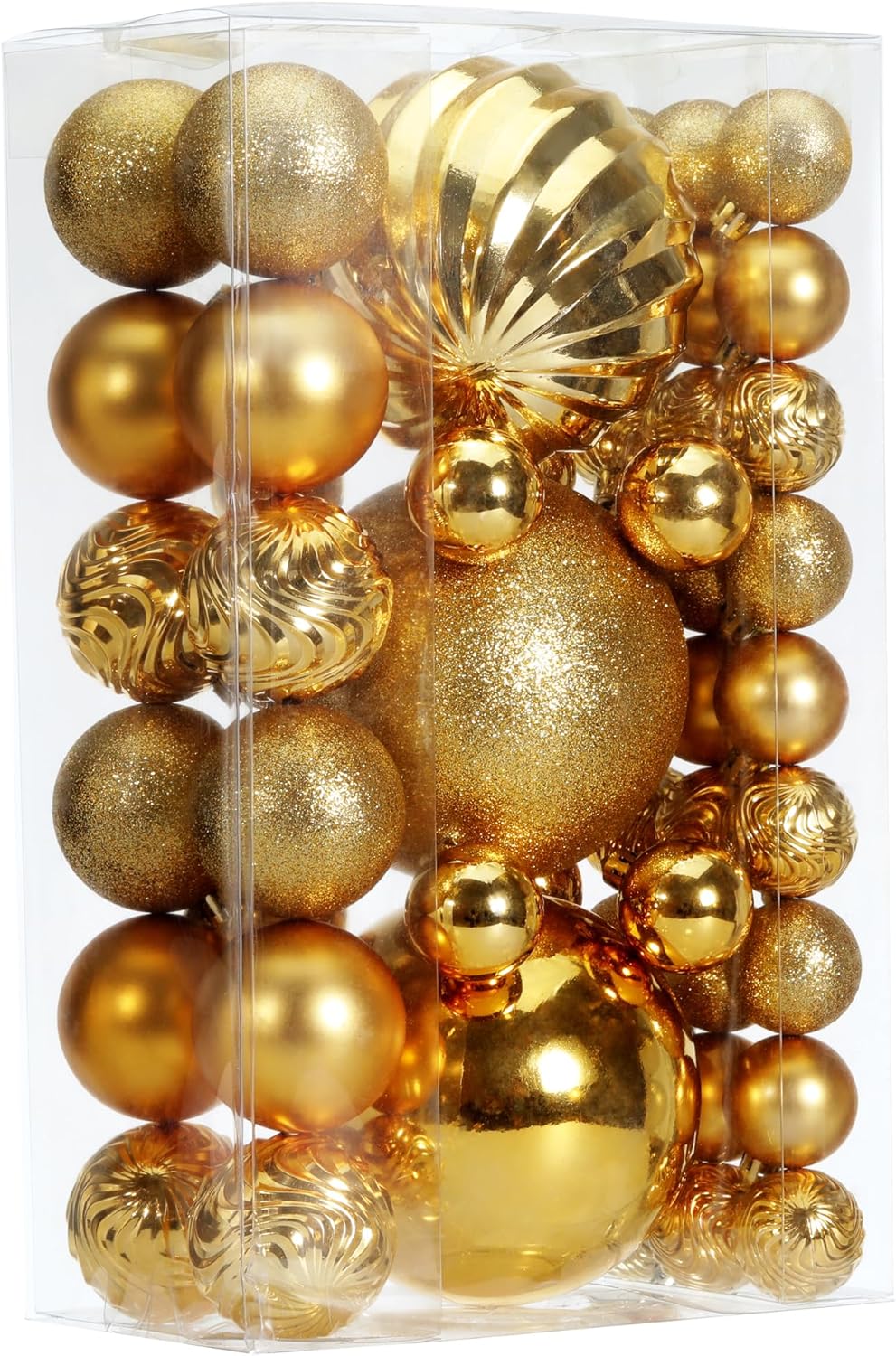 Christmas Ball Ornaments for Xmas Decorations,50 pcs Christmas Extra Large Tree Shatterproof Ornaments-Gold (Combo of 5 Style in 3 Sizes)