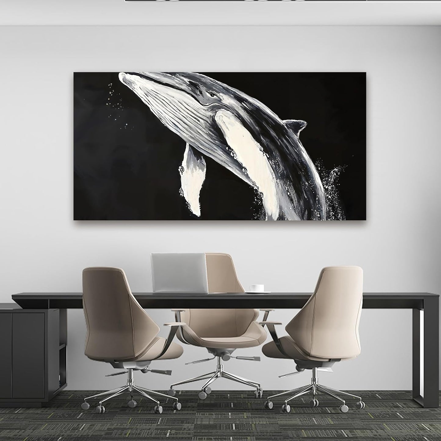Canvas Wall Art Decor Black and White Wall Art Prints Large Modern Wall Art for Living Room Large Canvas Art Wall Decor Minimalist Whales Decorations Artwork for Walls Bedroom Office Decor 24" X 48"
