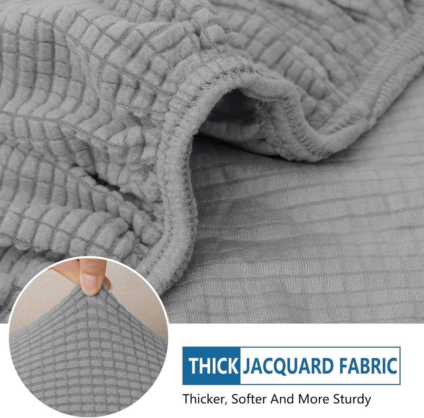 hyha Waterproof Sectional Couch Covers, Non Slip Sofa Couch Cushion Covers L Shape, Thick Stretch Jacquard Fabric, Washable Sofa Slipcovers with Elastic Bottom (1 Piece for Chaise XL, Light Grey)