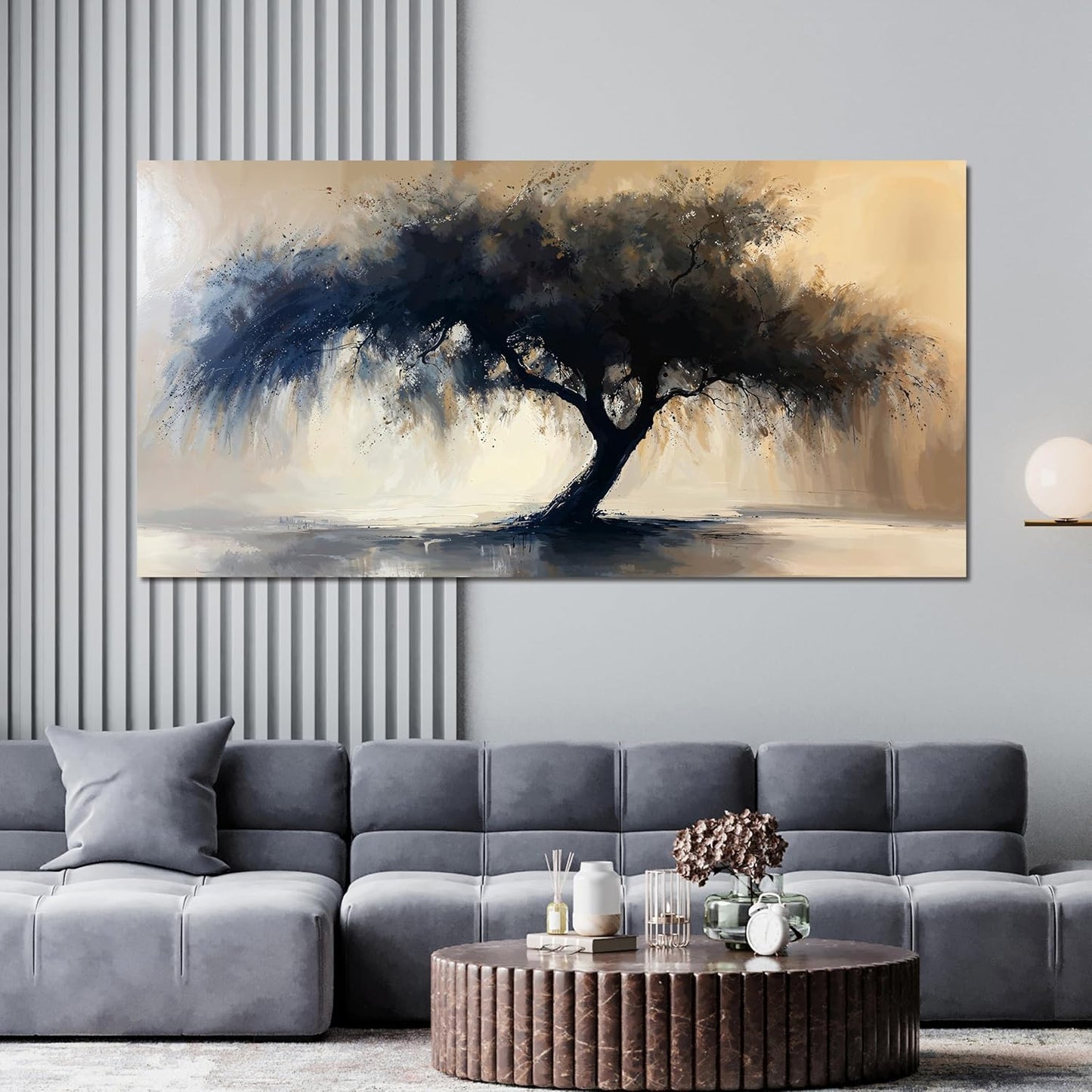 Canvas Wall Art Decor Large Modern Abstract Art Wall For Living Room Black Tree Of Life Wall Art Black Abstract Minimalist Wall Art Canvas Prints Art Work For Home Kitchen Office Wall Decor 29" X 58"
