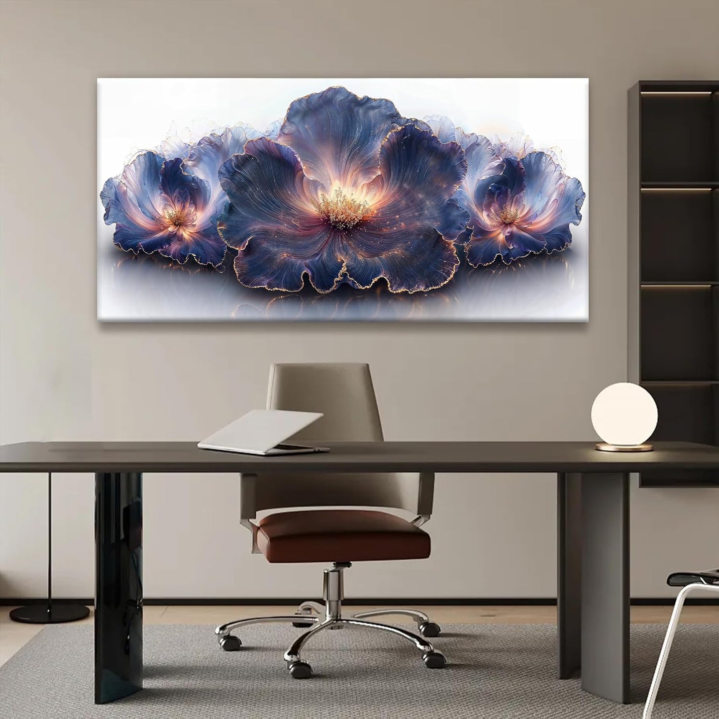 Suconvng Canvas Art Wall Decor Purple Flowers Abstract Wall Art For Living Room Print Picture Modern Abstract Art Painting Bedroom Office Home Wall Decor Artwork 24" X 48"