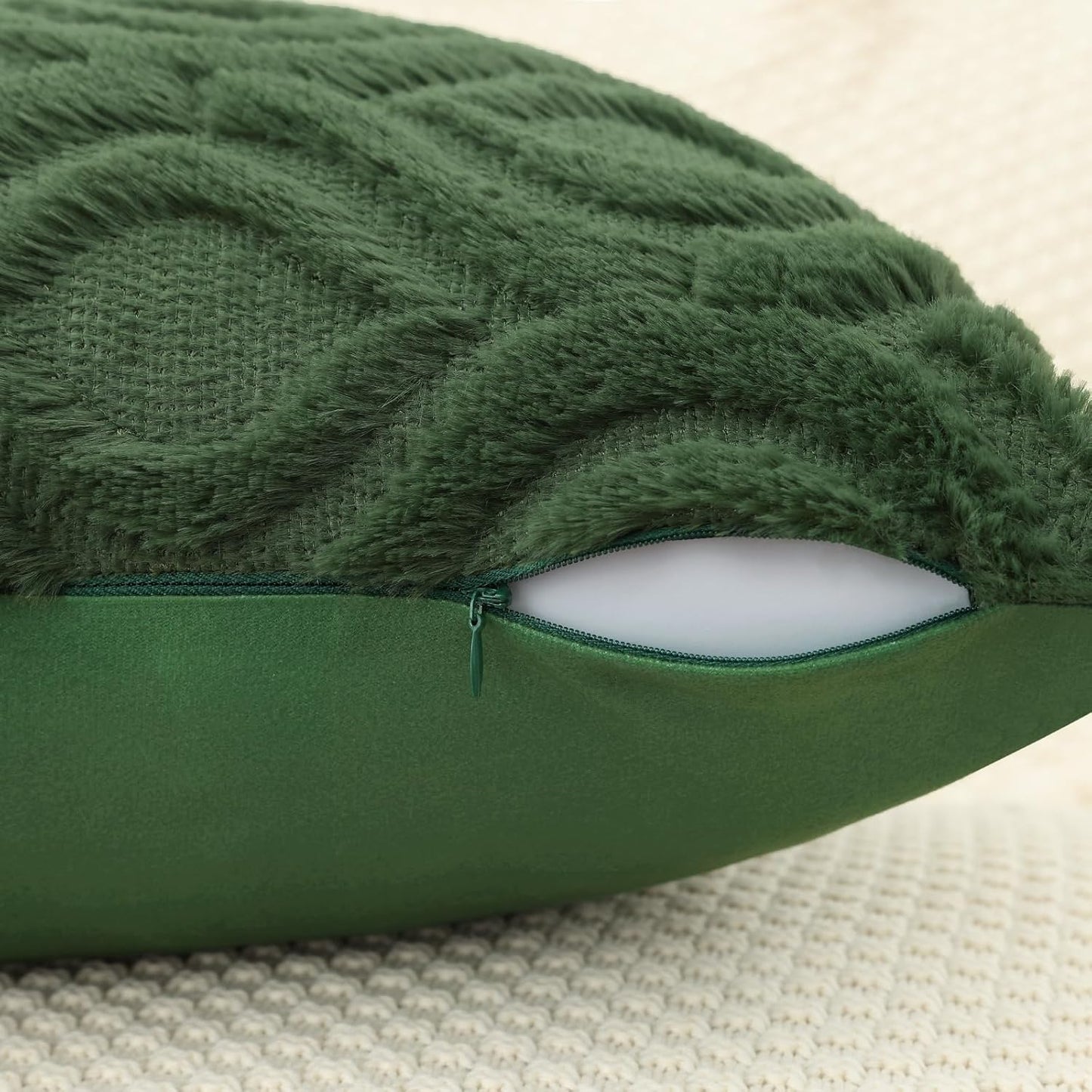 decorUhome Throw Pillow Covers 12x20 Inch Set of 2, Soft Plush Decorative Faux Fur Forest Elf Solid Couch Pillow Covers, Accent Farmhouse Neutral Lumbar Euro Pillow Cases for Sofa Bed Living Room