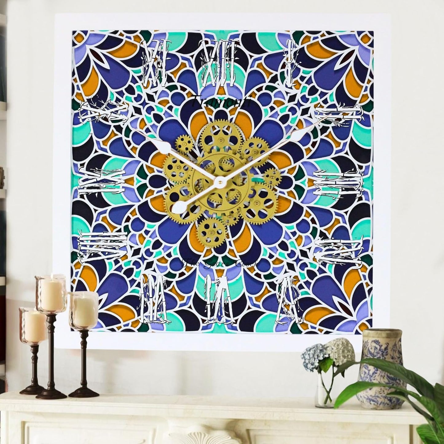 The Gears Clock Wall Clock Italy Collection with Moving Gears (Tramonti, 24 inches (60 cm))