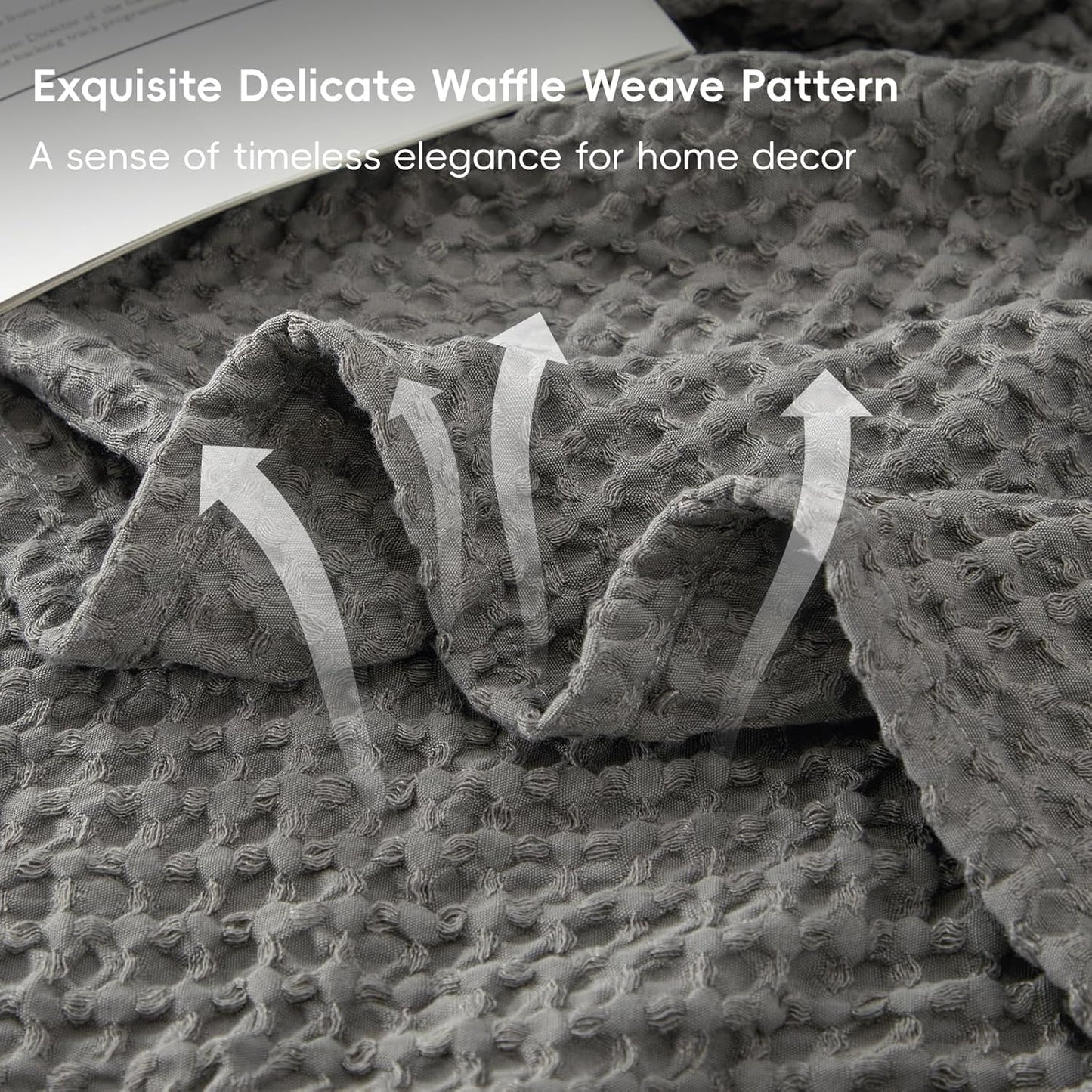 PHF Ultra Soft Waffle Weave Blanket King Size 104"x 90"- Washed Lightweight Breathable Cozy Woven Blanket for Bed - Aesthetic Decor for Couch Bedding Sofa Home Car - Grey