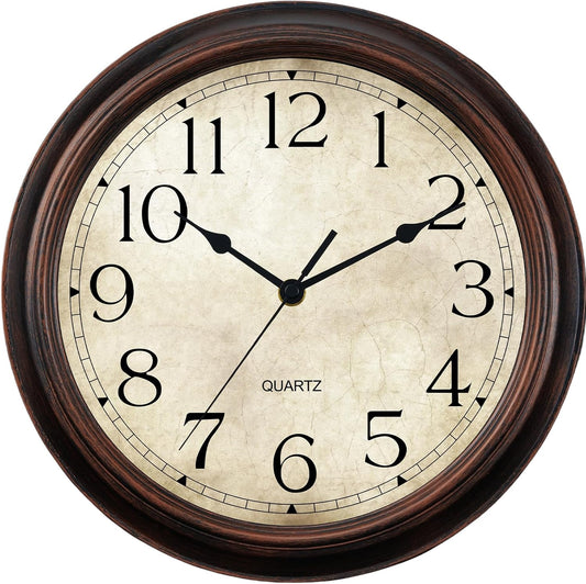 Wall Clock Battery Operated Vintage Silent Non-Ticking Analog Wall Clocks 8.5 Inch Small Retro Clock Decorative for Kitchen Bathroom Bedroom Home Office (Bronze)