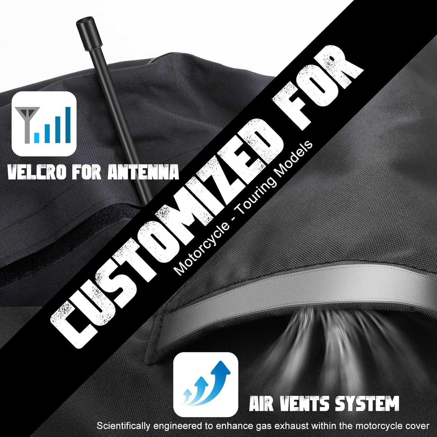 Trike Cover, Heavy Duty 420D Waterproof for Harley Davidson Freewheeler, Tri Glide, Goldwing, Chieftain, Challenger - Black/Gray