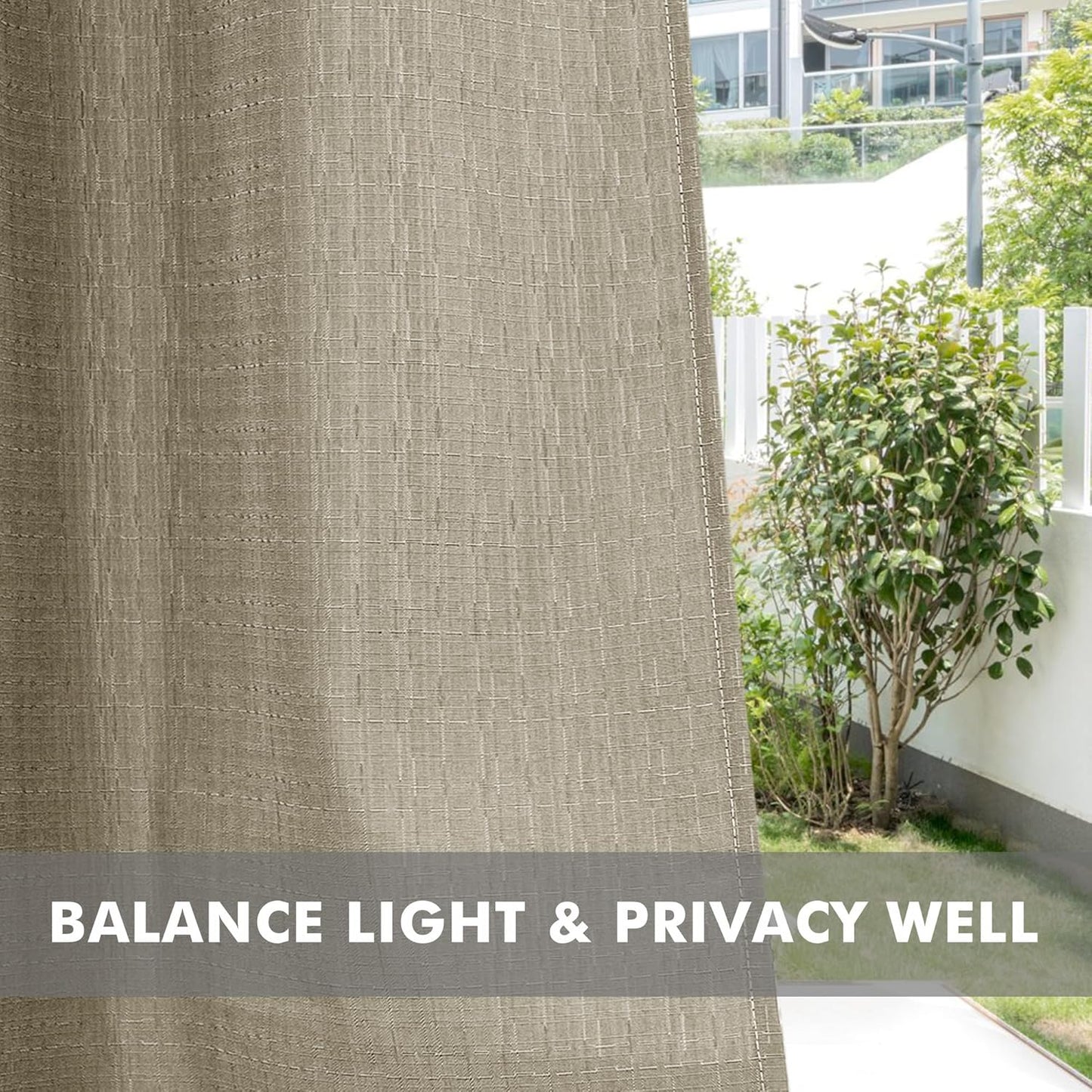 HolidayIdeas 4 Panels Linen Outdoor Curtains for Patio Waterproof Taupe Outside Curtains 108 inch Long-Gazebo Curtains Weighted Weatherproof, Privacy for Pergola, Porch, Living Room, Bedroom 54"x108"