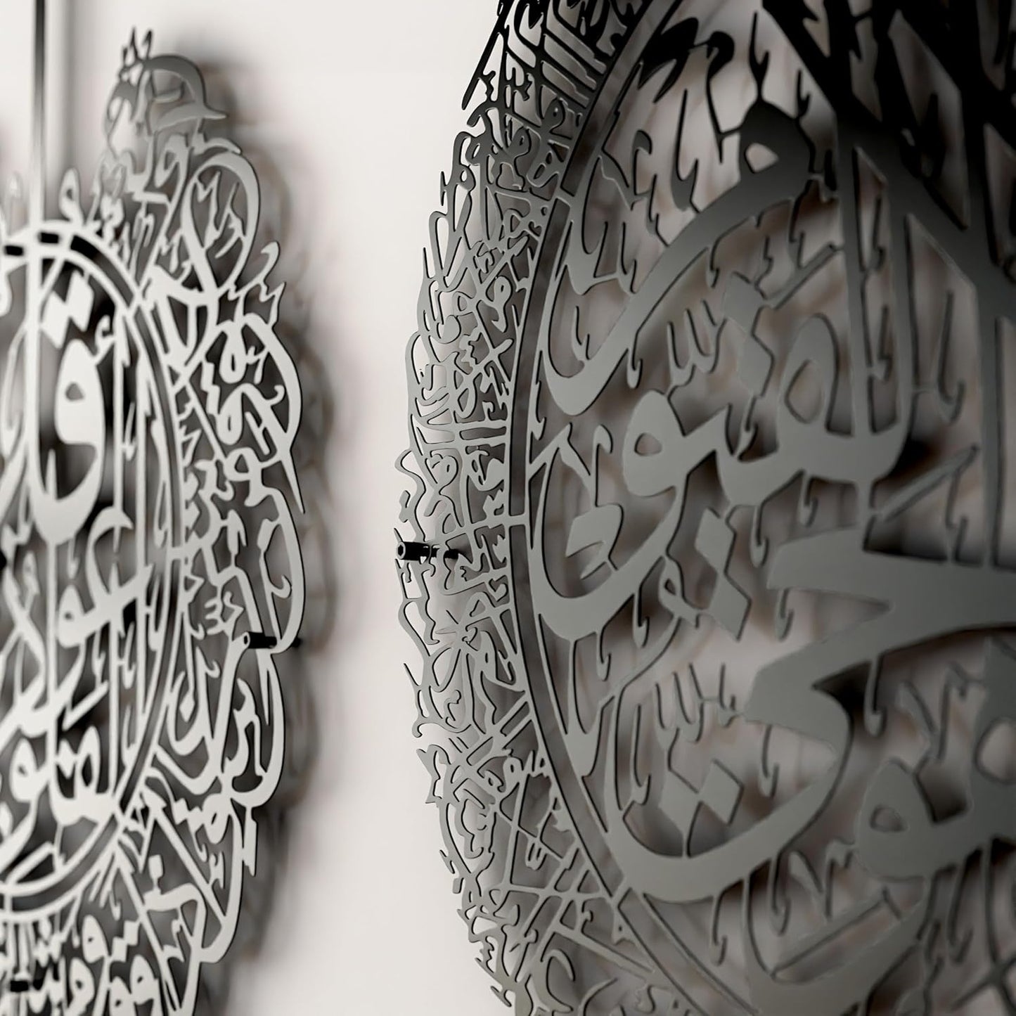 iwa concept Set of 3 Ayatul Kursi, Surah Al Falaq, Surah an NAS Islamic Metal Wall Art, Quran Wall Art, Arabic Calligraphy, Pray Room Decorations (M, Black)