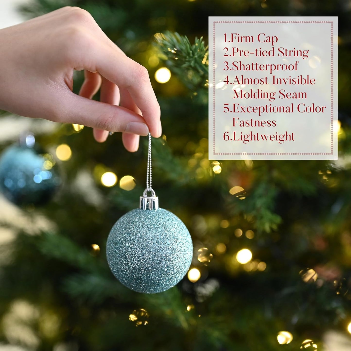 Valery Madelyn Christmas Tree Decorations Ornament Set for Fall Halloween, 50ct 2 Inches Light Blue Shatterproof Christmas Ball Ornaments Hanging Xmas Holiday Party Decor