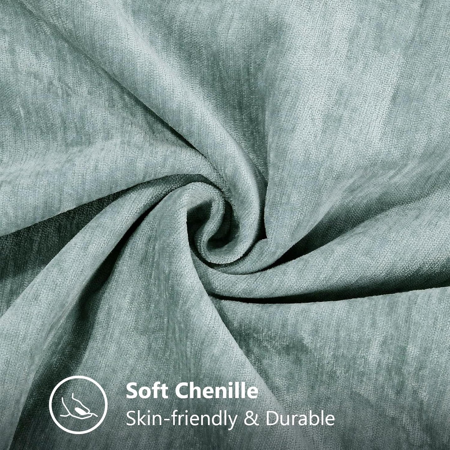 decorUhome Chenille Soft Throw Pillow Covers 22x22 Set of 2, Farmhouse Velvet Neutral Decorative Euro Pillow Covers with Stitched Edge for Couch Sofa Bed Home Decor, Aqua Haze