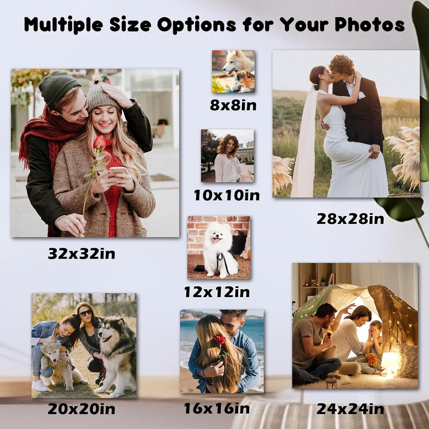 Custom Canvas Prints With Your Photos, Personalized Custom Canvas Wall Art, Customized Wall Art For Bedroom Unique Gift For Christmas Valentine'S Day Wedding Housewarming For Mom Women And Men 10×10