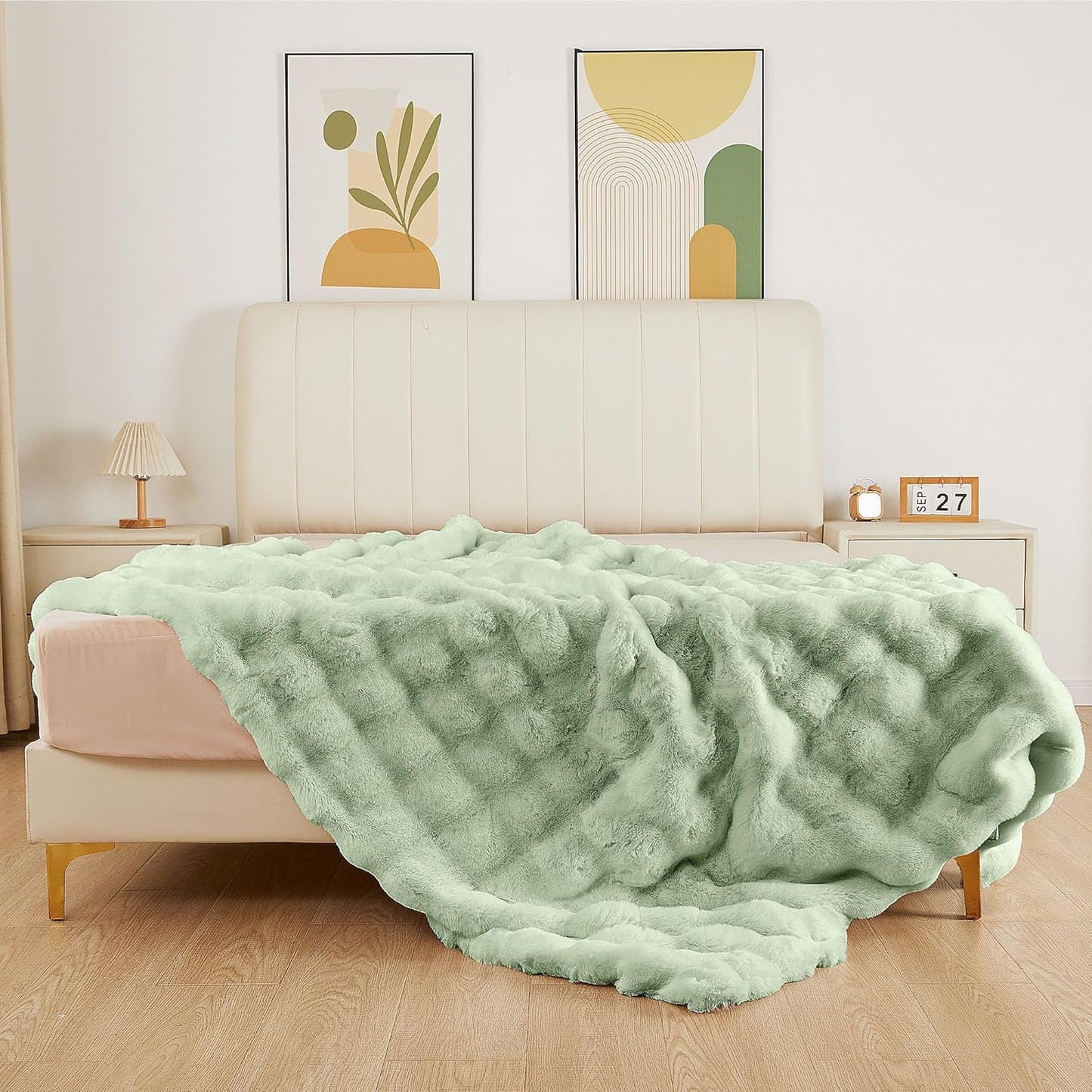 Sage Green Fluffy Comfy Blanket for Couch Living Room 50x60 Faux Fur Throw Blanket for Bed Soft Furry Cozy Best Housewarming Home Decor Gifts 860 GSM