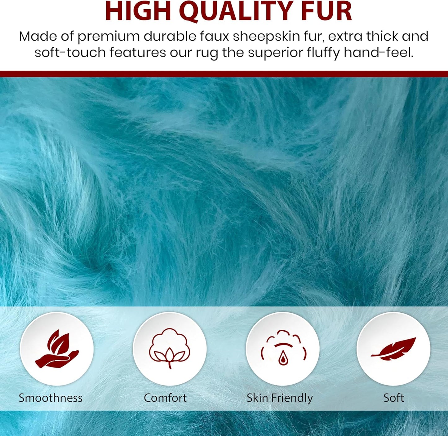 LAMBZY Faux Sheepskin Super Soft Hypoallergenic Free Shape Silky Shag Rug, Luxury Shaggy Plush Carpet for Bedrooms Living Kids Room Sofa Rugs (Blue, Decto 10 Pelts 6'x10')