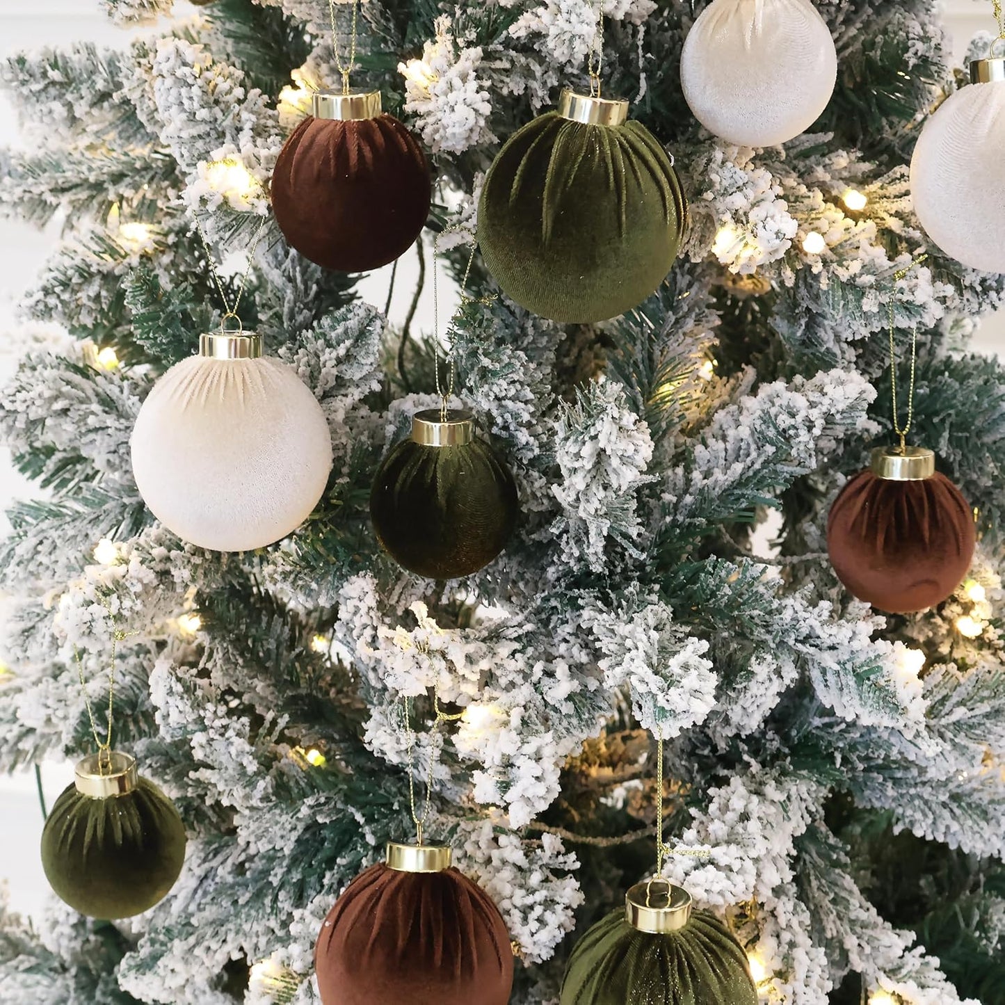 20PCS Velvet Ornaments for Christmas Tree, 2.36INCH Multicolor Flocked Christmas Ornaments Decorations Balls Set Decor