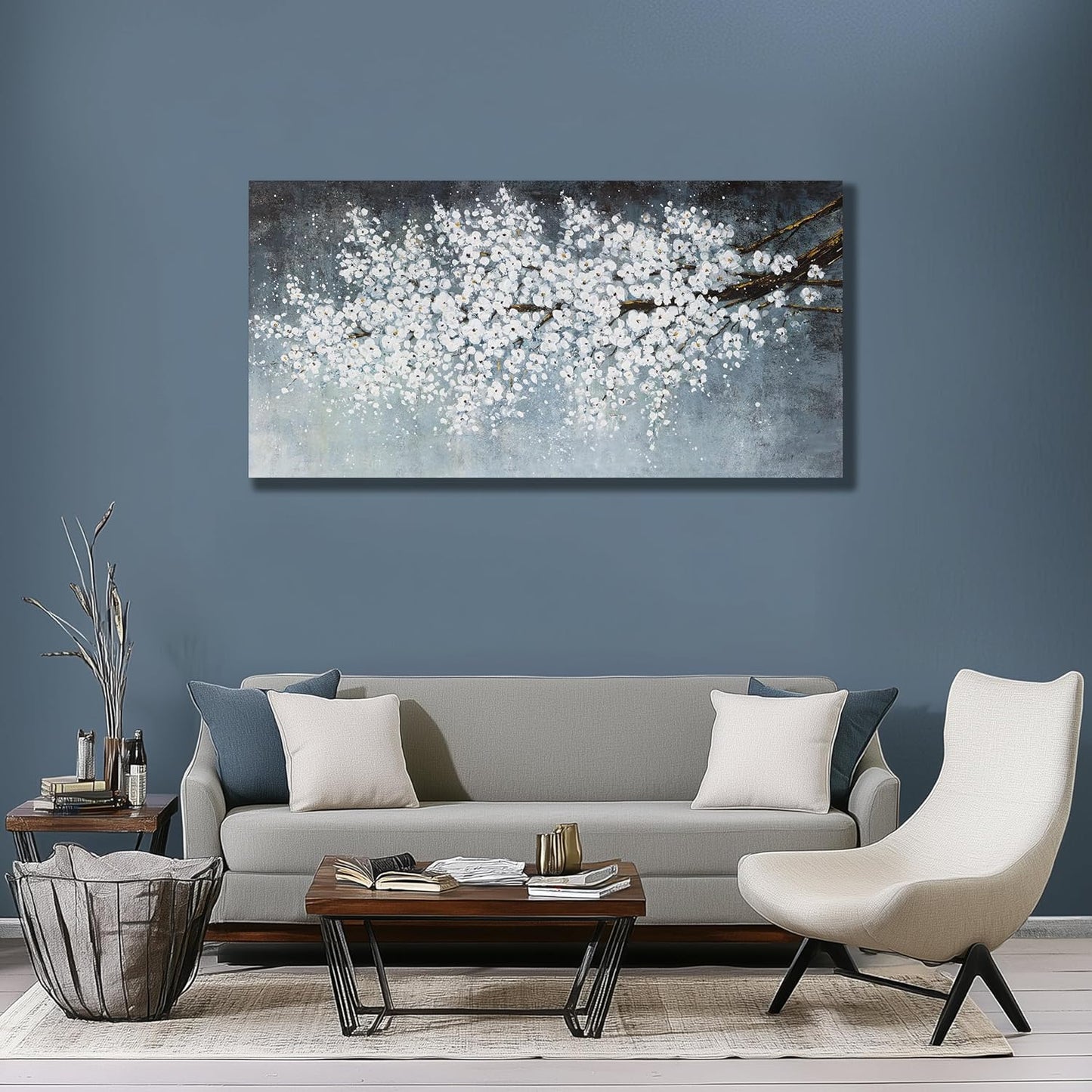 Belmrxne Flower wall White and Black Wall Art Wall Decor aesthetic Maximalist Decor Artwork for Living Room Bedroom Dining Room Office Home Decor 20x40 inch