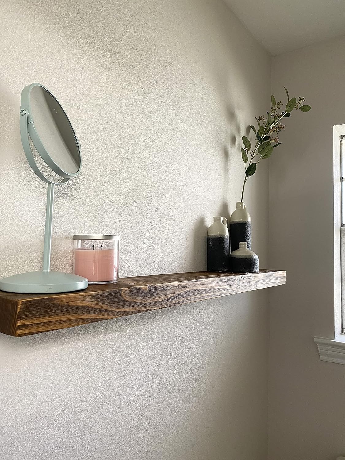 joelsantiques 36 Inch Wooden Floating Shelves for Wall - 36x6x2 in - Made of Natural Wood - Long Heavy Duty Rustic Wall Shelves for Bedroom - Perfect for Living Room, Kitchen - Medium Brown