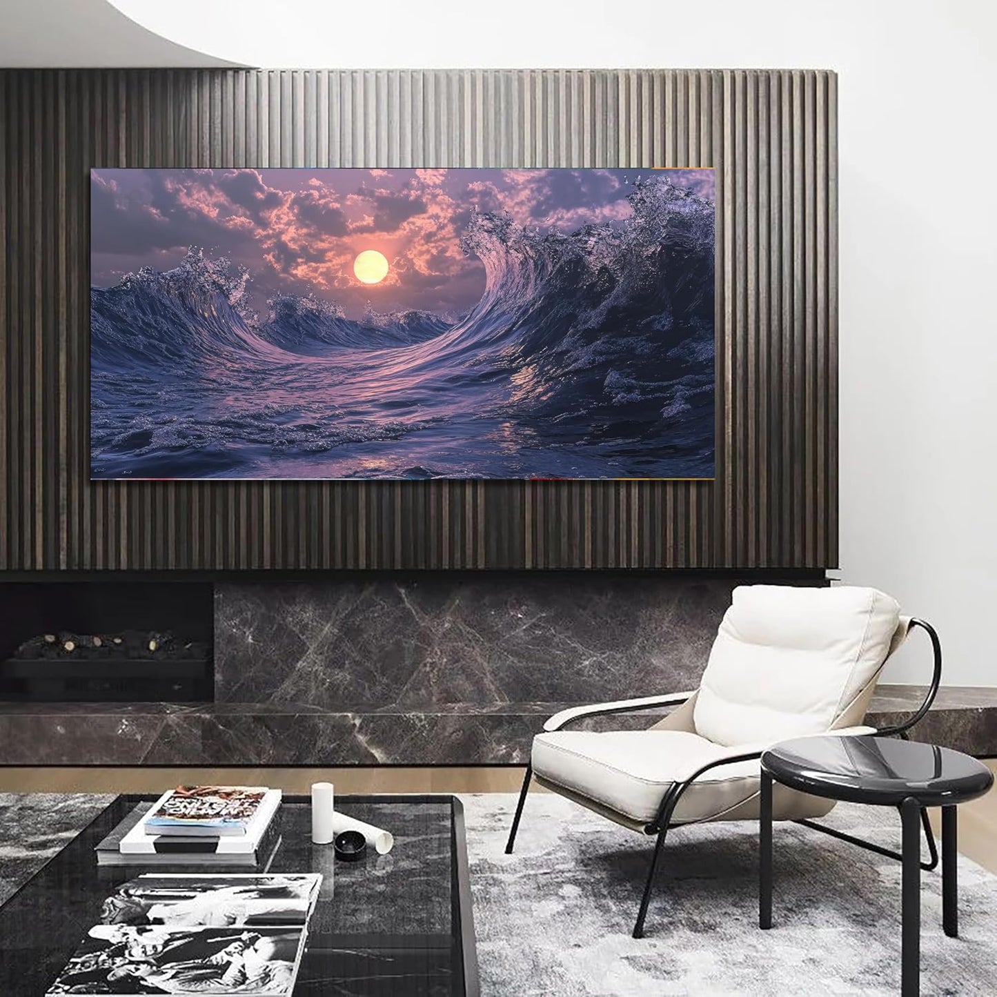 Canvas Wall Art for Living Room Artwork for Walls Canvas Modern Art Wall Decor Nature Landscap Wall Art Decor Purple Coastal Beach Wall Art Prints Art Work for Home Office Kitchen Wall Decor 24" X 48"