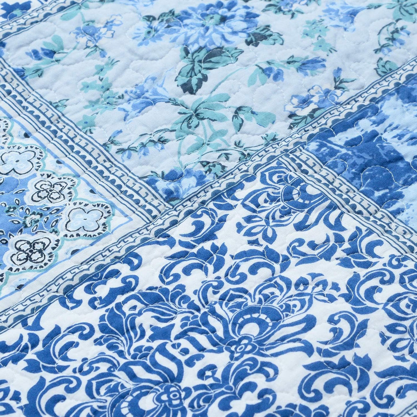 NEWLAKE Blue Classic Bohemian Style Cotton Throw Pillow Covers (2 Pieces, 18X18 Inch)