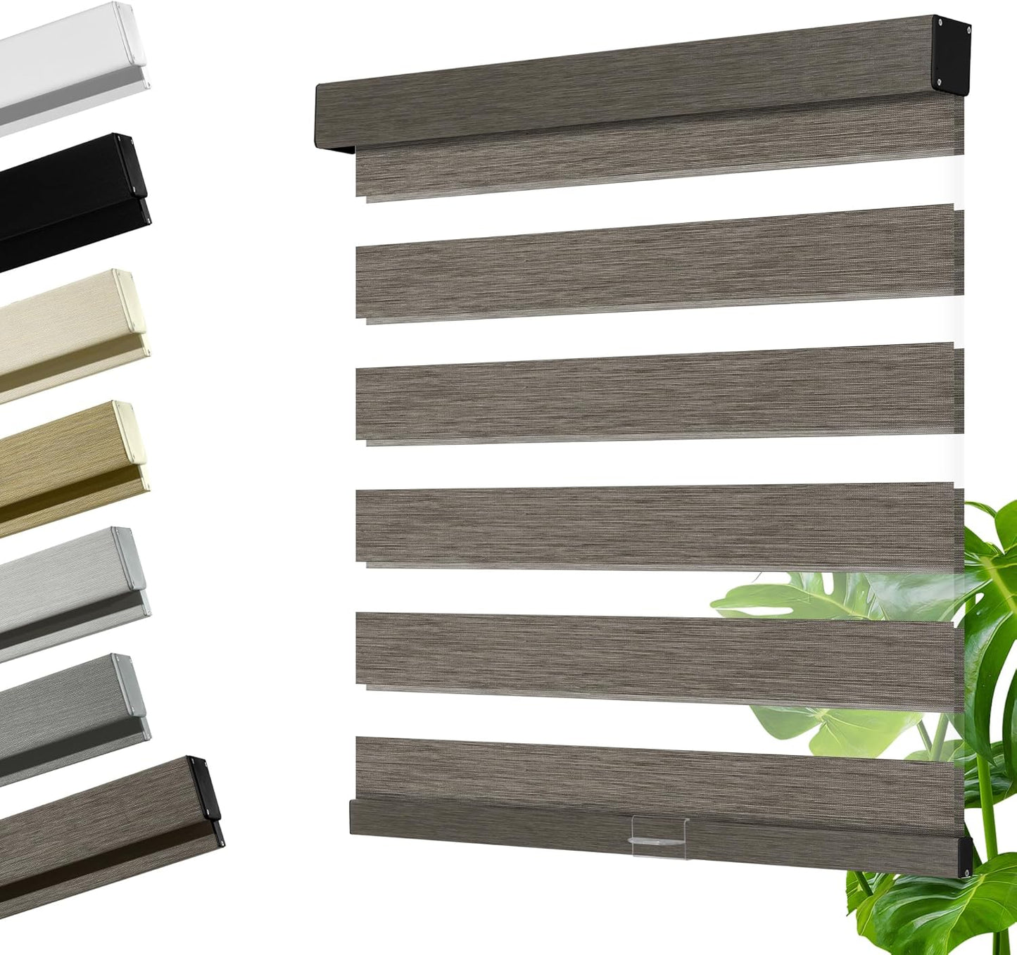 Cordless Zebra Blinds for Windows, Blackout Interior Blinds,Easy to Install,UV Protection,for Offices and Home,Custom Roller Shades, Mousse Dark Bown,76" W x 80" H