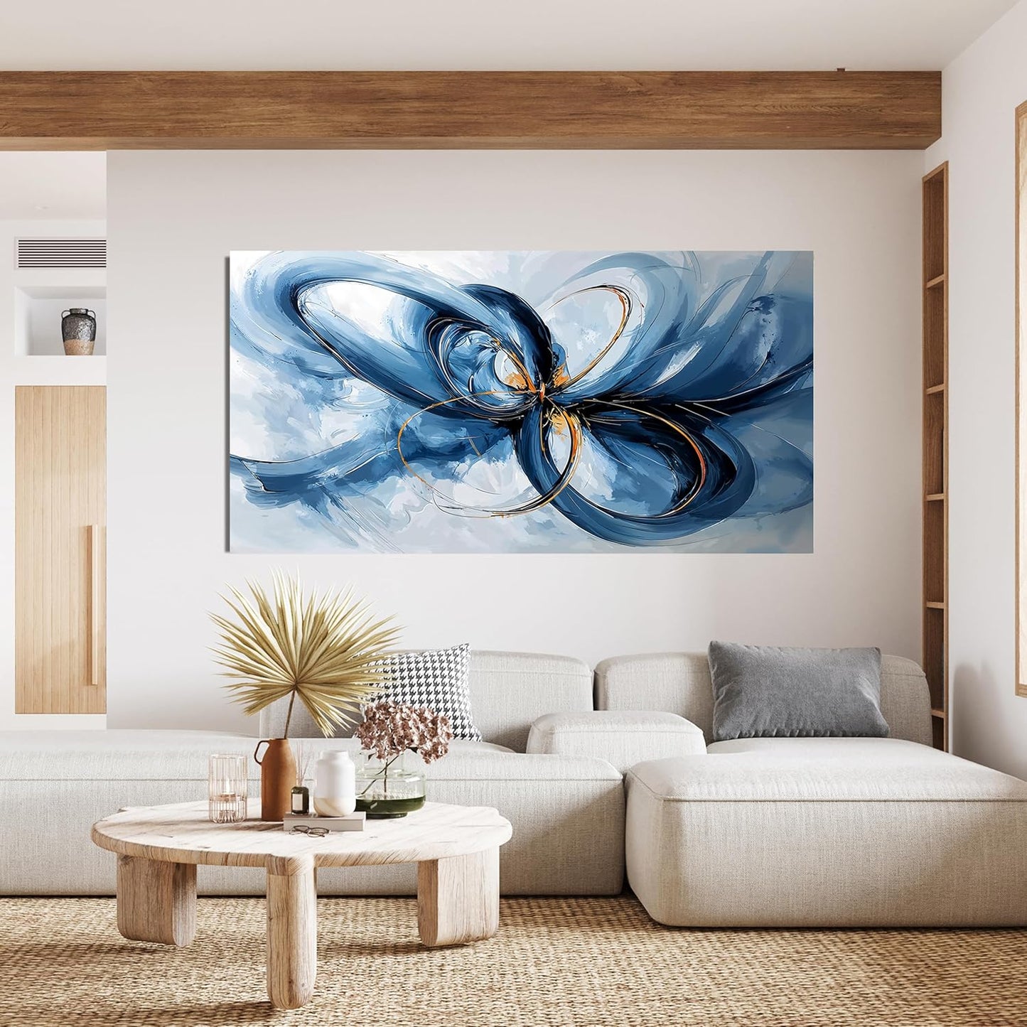 Canvas Wall Art Decor Modern Large Wall Art For Living Room Blue Abstract Wall Art Abstract Art Wall Decor Modern Large Artwork for Walls Canvas Prints Art Work For Home Office Wall Decor 29" X 58"