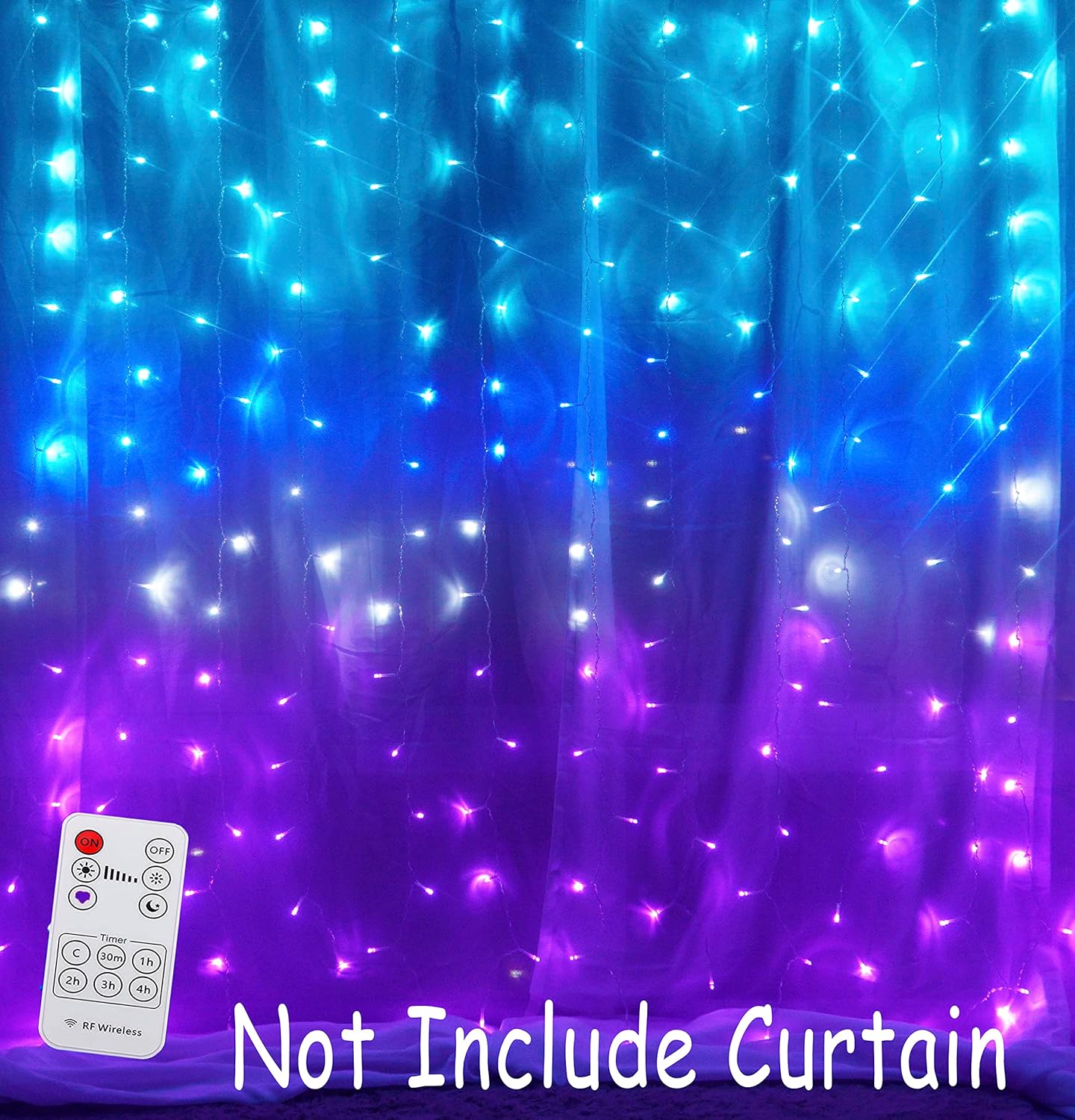 Curtain Fairy Lights Teal Blue Purple Ombre with Remote, Led String Lights for Girls Room Mermaid Unicorn Twinkle Wall Hanging Frozen Turquoise Lavender Lilac