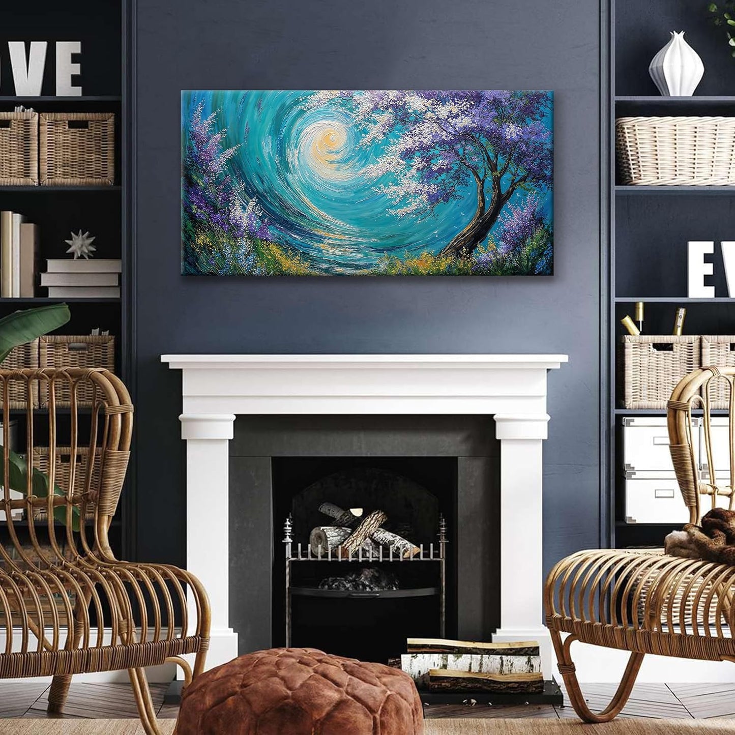 Suconvng Abstract Tree Wall Art Print Painting Canvas Art Wall Decor 20 X 40 Inch Decorations Purple Tree Abstract Art Picture For Bedroom Kitchen Office Home Wall Decor