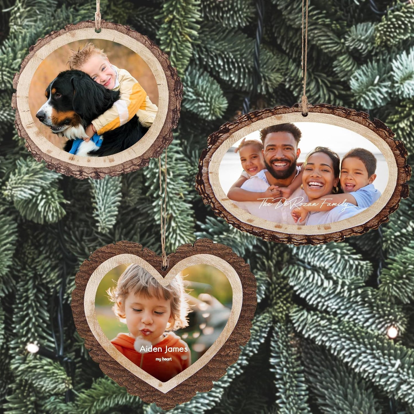 Let’s Make Memories Personalized Christmas Ornament - Photo Only - Rustic Wood - Round - 2025 Christmas Ornament