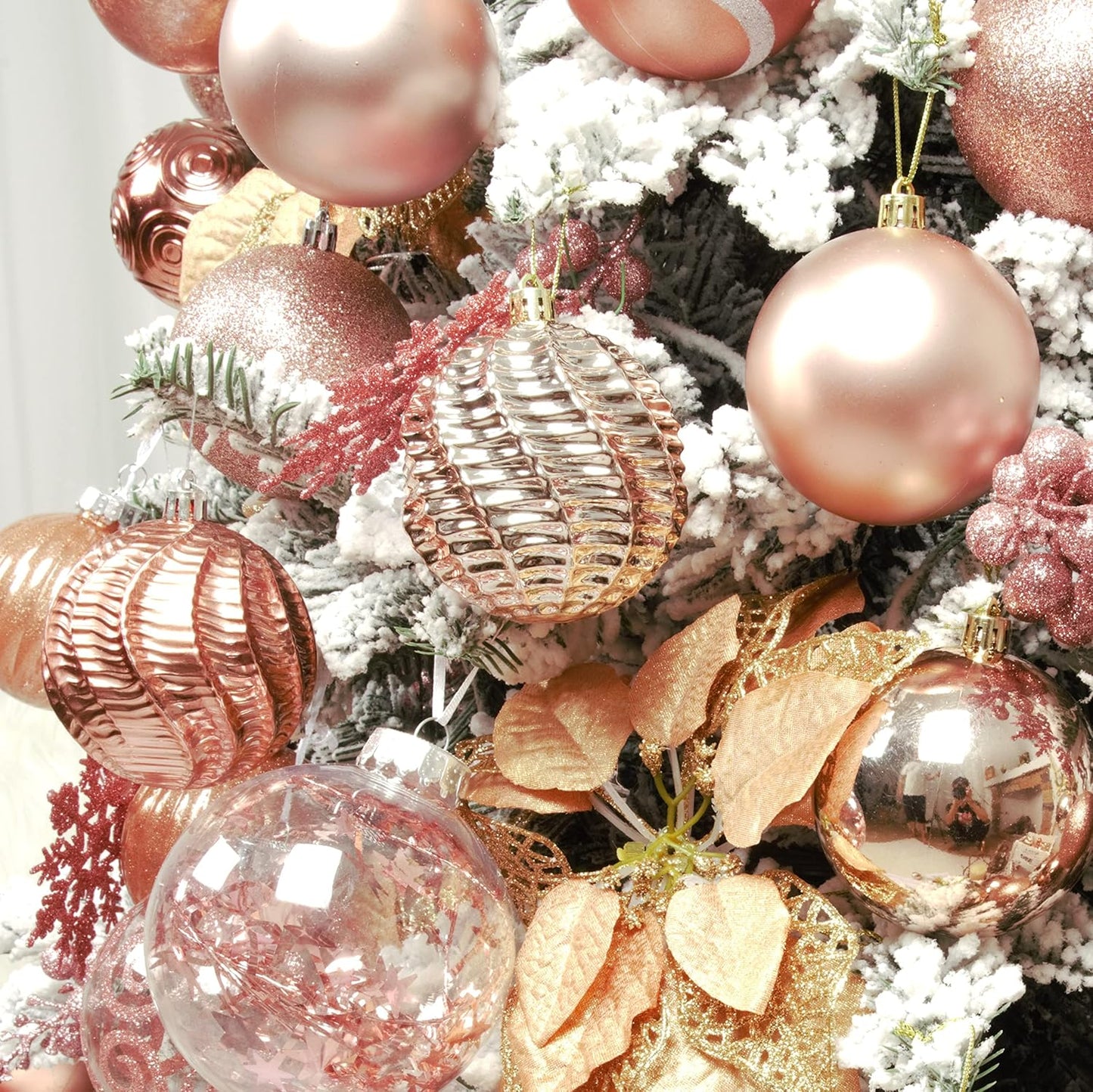 XmasExp 16ct Christmas Ball Ornaments Shatterproof Xmas Tree Hanging Balls Decorations Perfect for Holiday Wedding Christmas Decor (Rose Gold, 3.15")