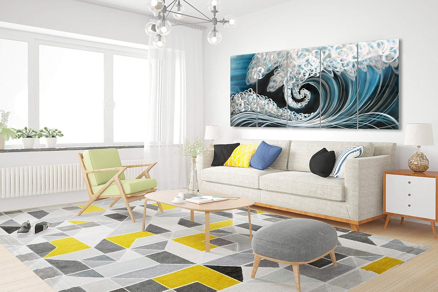 Yihui Arts Handmade Popular Sea Weaves Metal Wall Art Decor Nautical Artwork for Living Room Bedroom Bathroom Decor