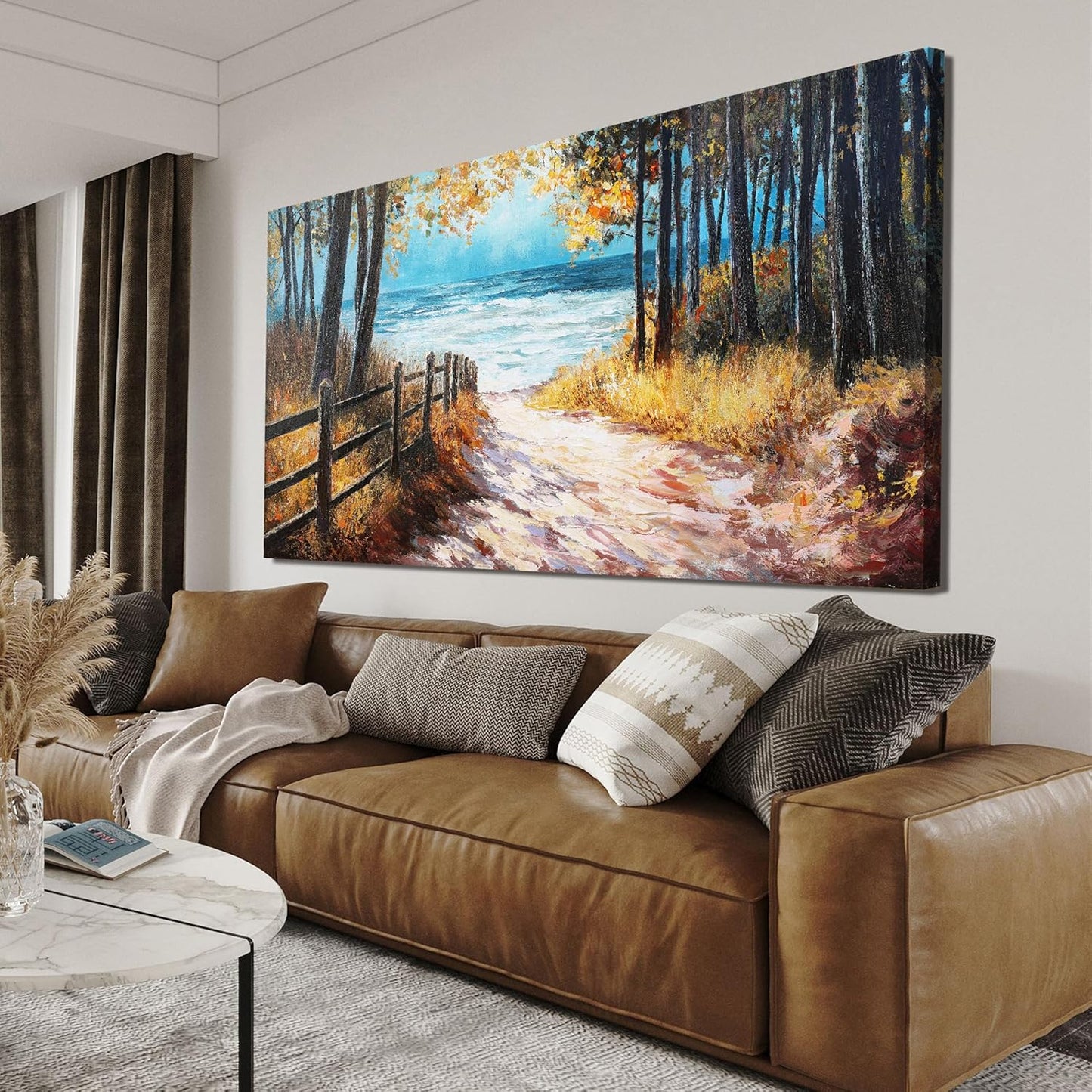 Canvas Wall Art Decor Artwork for Walls Nature Landscape Wall Art Decor Coastal Beach Forest Wall Art for Living Room Canvas Modern Art Wall Decor Prints Art Work for Home Office Wall Decor 24" X 48"