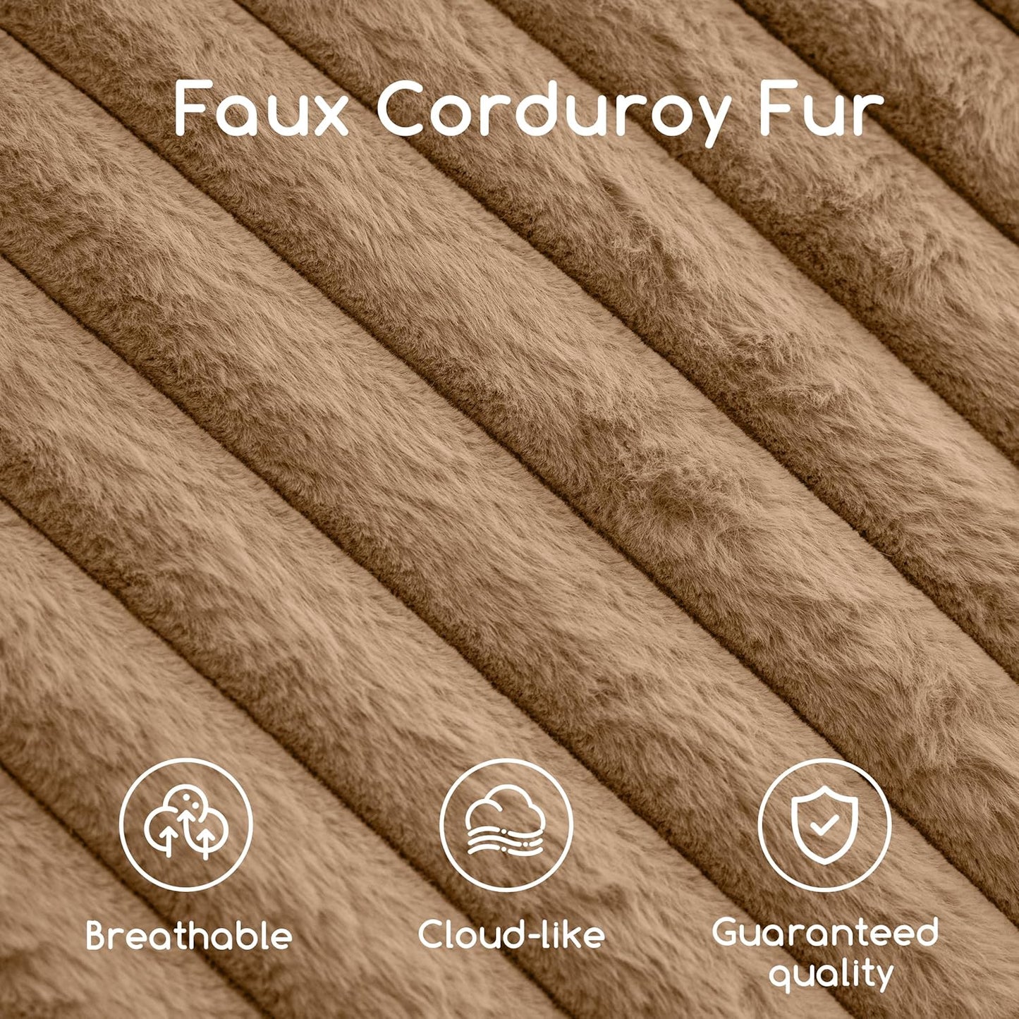 HIGOGOGO Round Stuffed Pouf Ottoman, Corduroy Poufs with High-Density Foam Filling, Furry and Fluffy Pouf Foot Stool Storage Ottoman, 20 X 15 Floor Poufs Foot Rest for Living Room, Brown