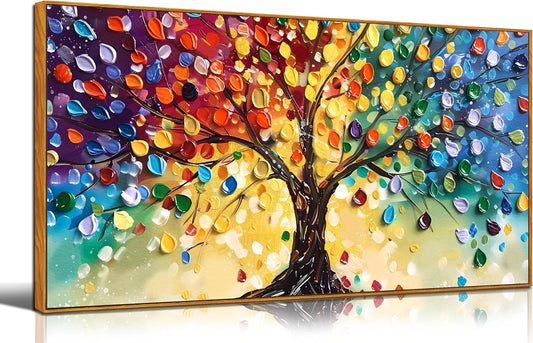 ZHAOSHOP Colorful Tree Wall Art for Living Room - Abstract Canvas Wall Art for Office - Framed Modern Wall Art for Bedroom Size 20" x 40"