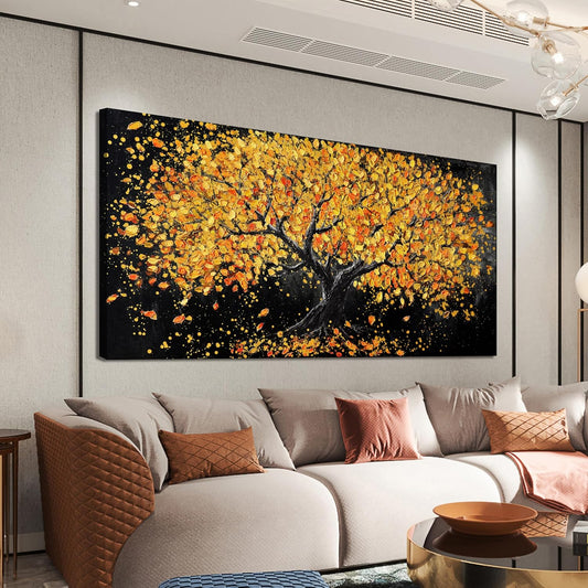 Canvas Wall Art Decor Large Wall Art Pictures for Living Room Artwork for Walls Black and Gold Wall Art Decor Tree of Life Wall Art Modern Wall Art Prints Art Work for Home Office Wall Decor 29" X 58"