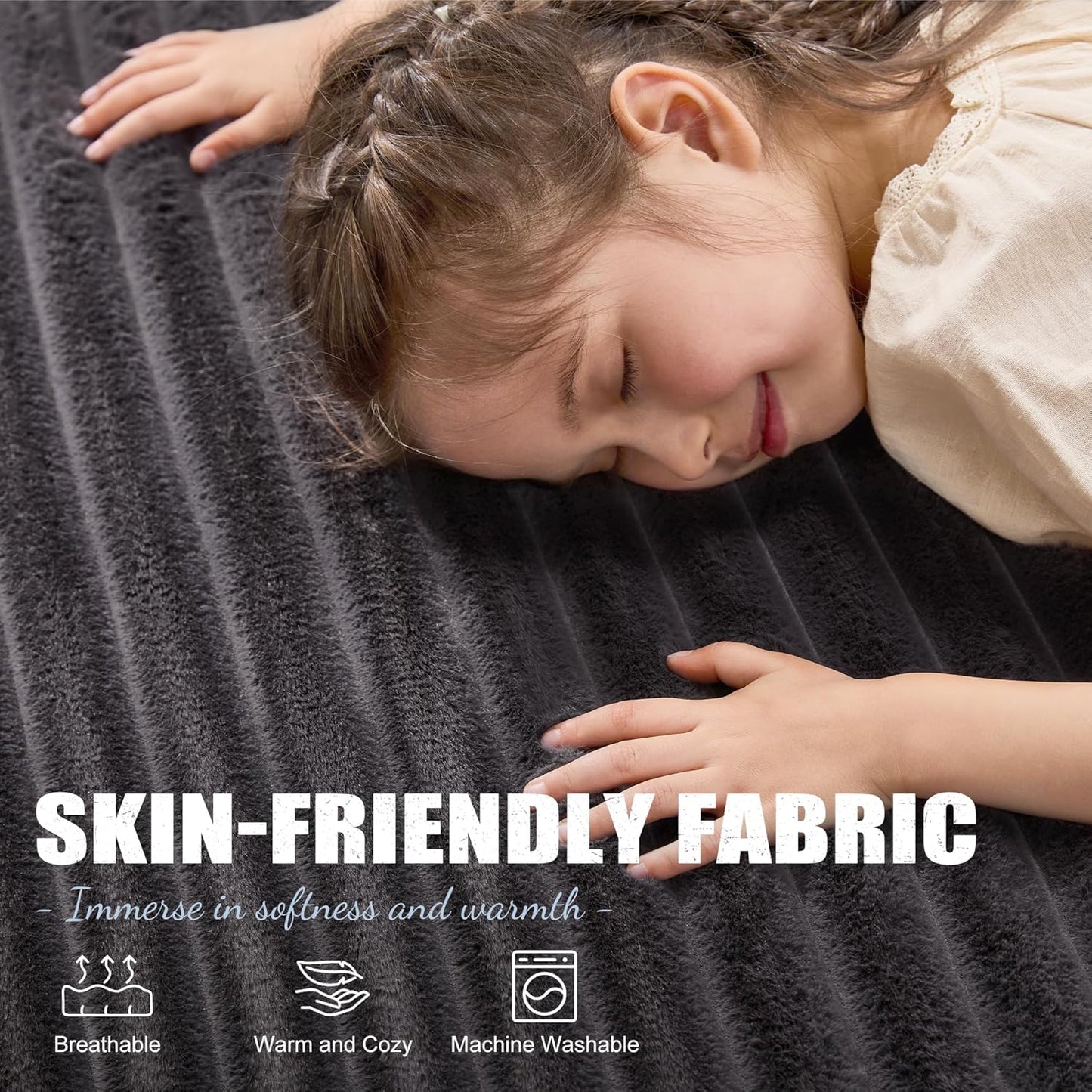 Hobestluk Rectangle Ottoman Memory Foam Footrest for Couch with Removable Cover Large Floor Seating for Adults Ottoman Coffee Table for Living Room, Bedroom or Office (Strip Grey, Footrest)