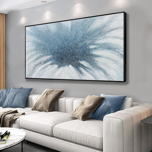 Wall Art Abstract Art Framed Canvas Paintings Blue and White Fantasy Modern Artwork Wall Decor for Living Room Bedroom Office Home Decoration 24"x48"