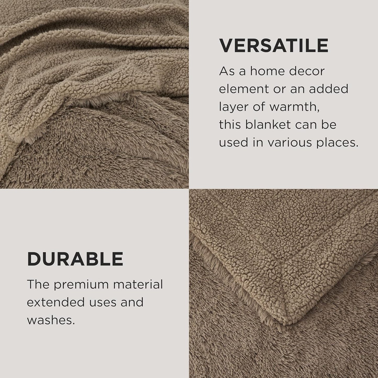 Bedsure GentleSoft Fuzzy Sherpa Faux Fur Twin Blanket, Brown Cozy Gifts for Women Men, Soft Fleece Plush Warm Minky Thick Blanket Twin Size for Bed, Couch, Brown Room Decor Dorm Essentials, 60x80