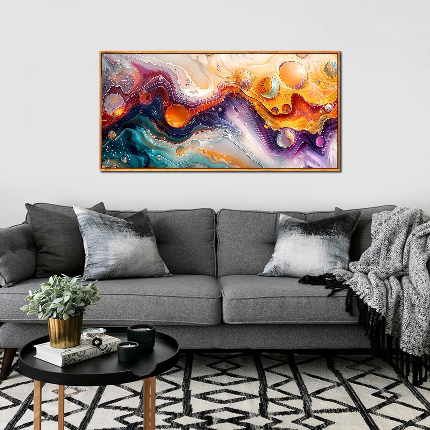 ZHAOSHOP Abstract Colorful Canvas Wall Art for Living Room - Modern Picture Wall Art for Office - Frames Wall Art for Bedroom Size 20" x 40"