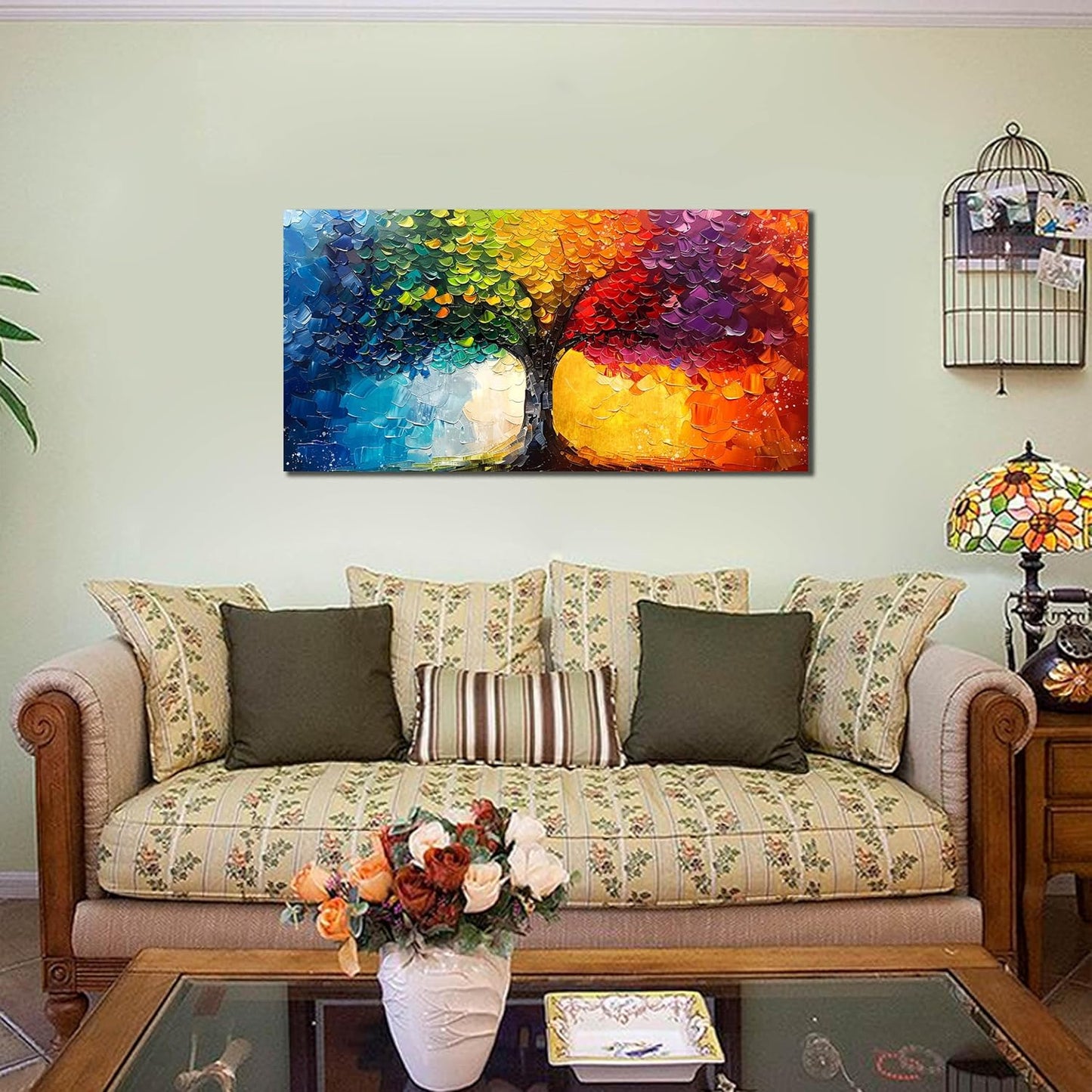 ZHAOSHOP Tree Wall Art for Living Room - Colorful Painting Wall Art for Bedroom - Home Office Decor Women Size 20" x 40"
