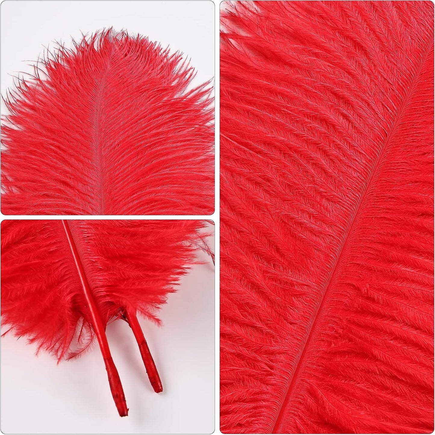 THARAHT Red Ostrich Feathers 24pcs Natural Bulk 10-12Inch 25cm-30cm for Crafts Wedding Party Centerpieces Halloween and Home Decoration Feathers
