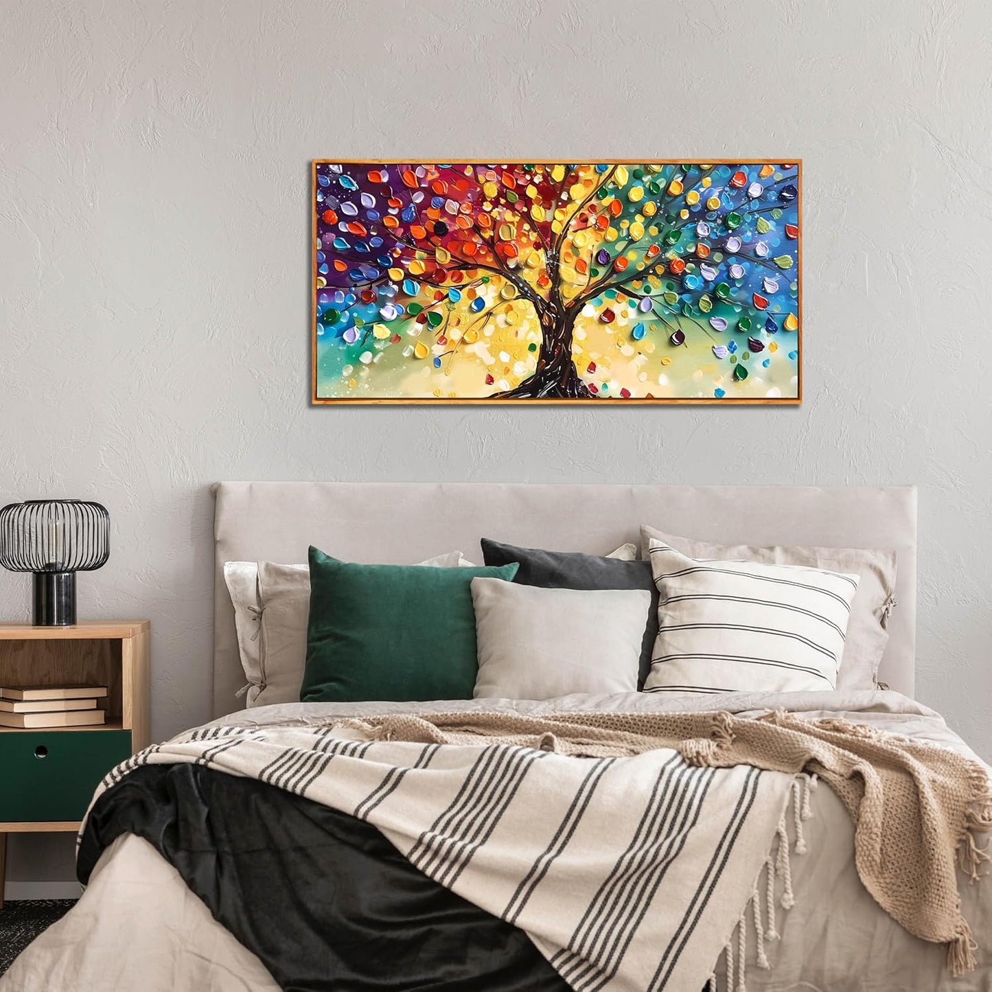 ZHAOSHOP Colorful Tree Wall Art for Living Room - Abstract Canvas Wall Art for Office - Framed Modern Wall Art for Bedroom Size 20" x 40"