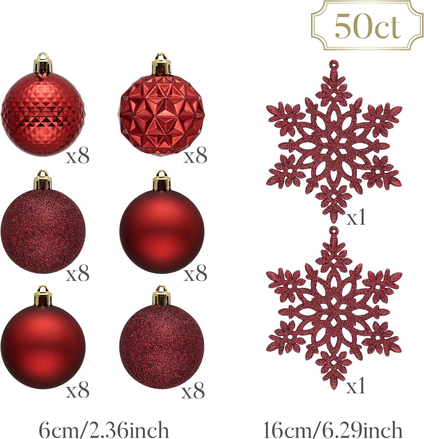 Valery Madelyn Christmas Tree Decorations Ornament Set for Fall Halloween, 50ct 2.36 Inches Burgundy Red Shatterproof Christmas Ball Ornaments Hanging Xmas Holiday Party Decor