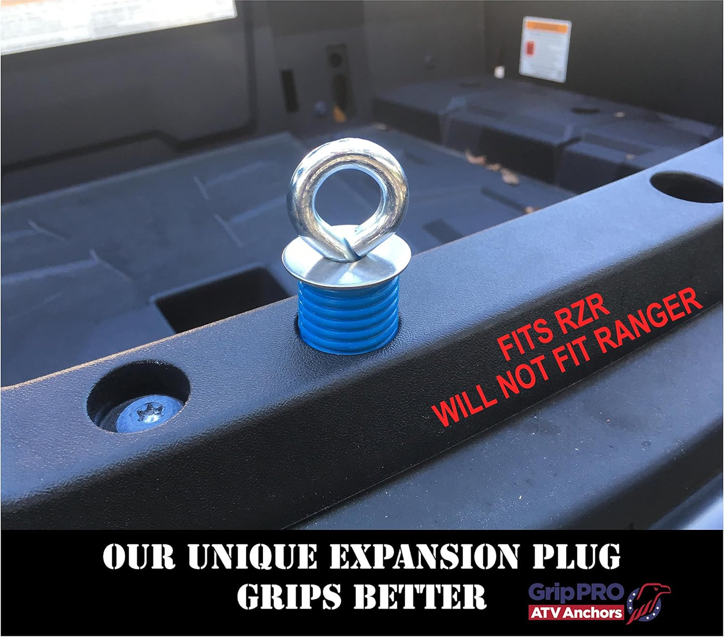 GripPRO ATV Anchors – 6 Pack Fits Polaris Lock & Ride Bed Holes on RZR & Sportsman with 1" Mounts – Secure Gear, Coolers, Tools – Compatible with 1000, 900, 850, 570 – Not for Ranger – US-Owned Brand
