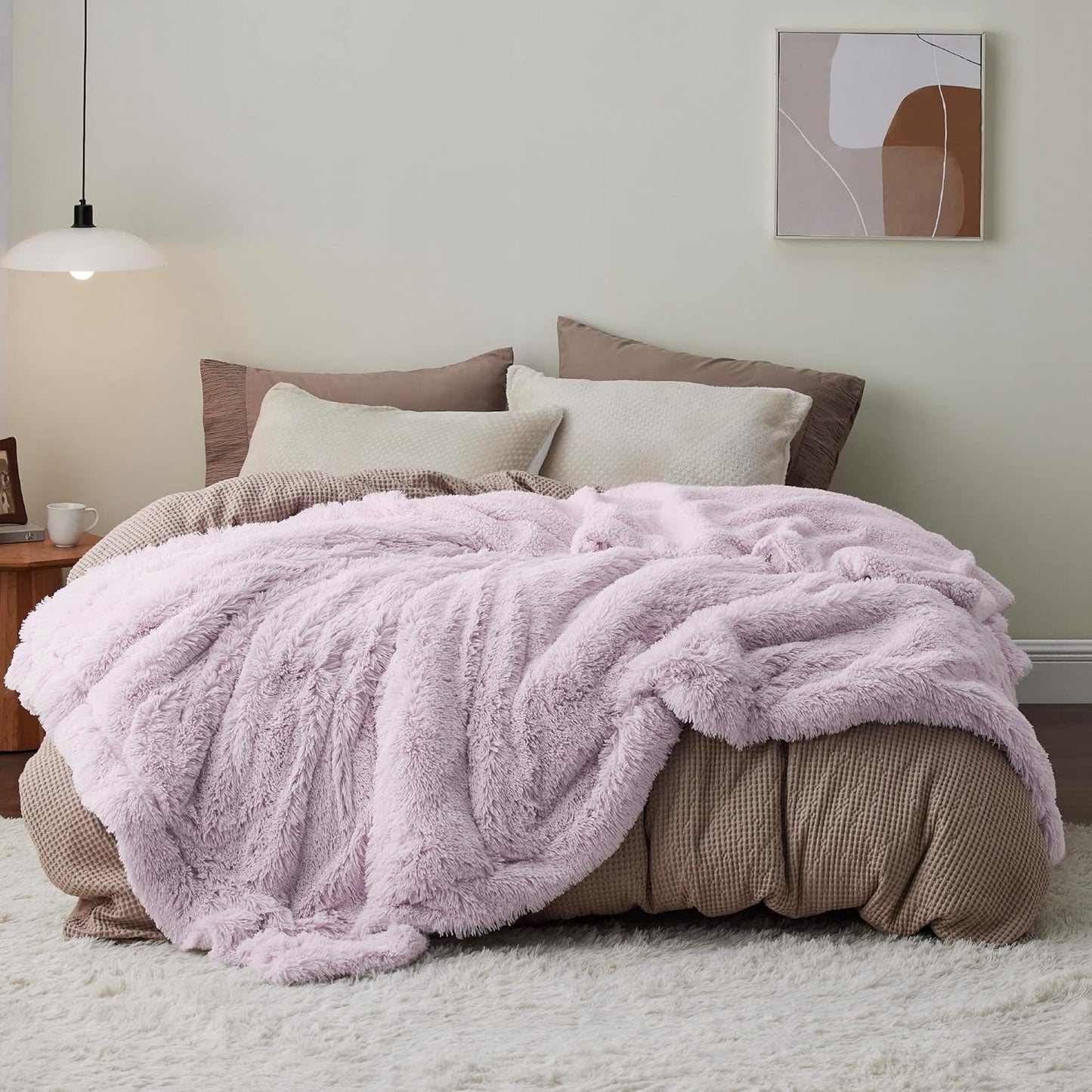 Bedsure GentleSoft Fluffy Lavender Purple Blankets Queen Size for Bed, Thick Sherpa Faux Fur Fleece Fuzzy Plush Winter Warm Soft Queen Blankets, Bedroom Purple Decor Cozy Gifts for Women Men, 90x90